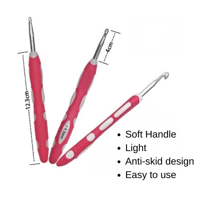 9 pcs Colorful Crochet Hook Set with Ergonomic Soft Handles 2.0-6.0mm Set Jarum Kait