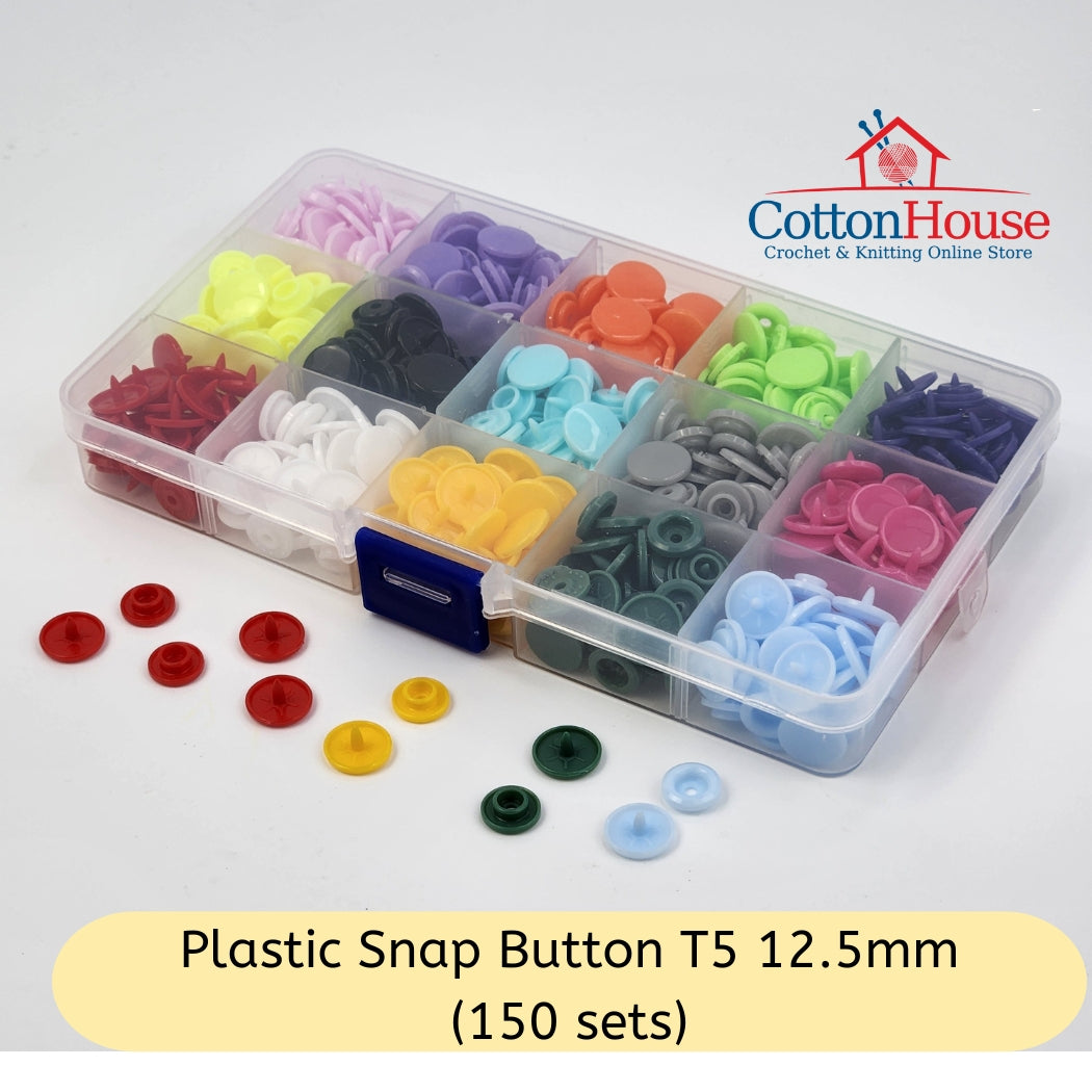 T5 12.5mm Snap Button Plastic And Plier Butang Ketip Plastik Set 150