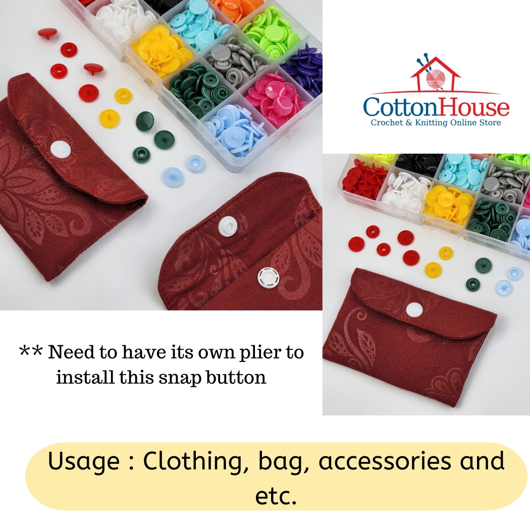 T5 12.5mm Snap Button Plastic And Plier Butang Ketip Plastik Set 150