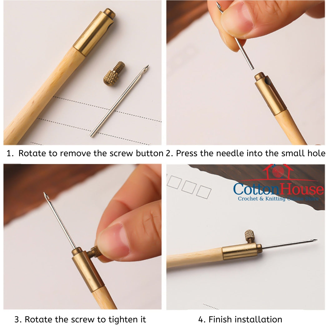 French Tambour Embroidery Beading Needle Crochet Hook With 3 needles