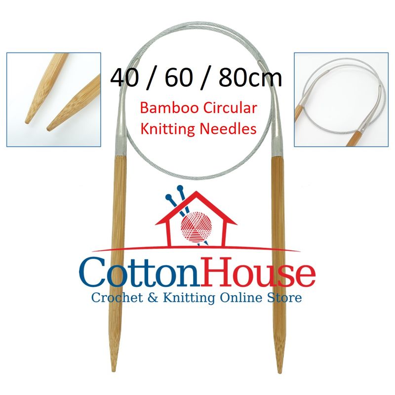 Carbonized Bamboo CN 40cm 60cm 80cm 2.0mm - 9.0mm Circular Knitting Needles Single Size Jarum Kait