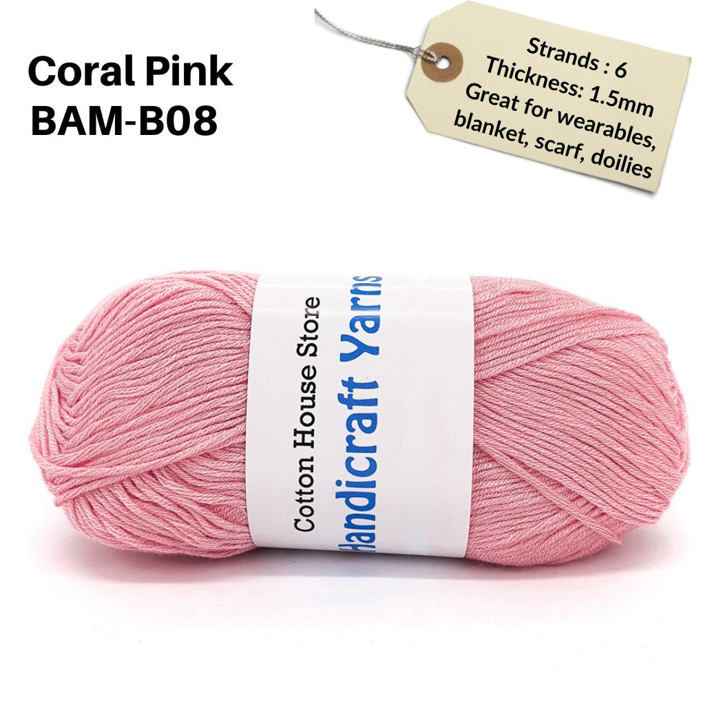 Bamboo 50g 40-50g 6 Strands 1.5mm Halus Nipis Benang Kait Yarn BAM