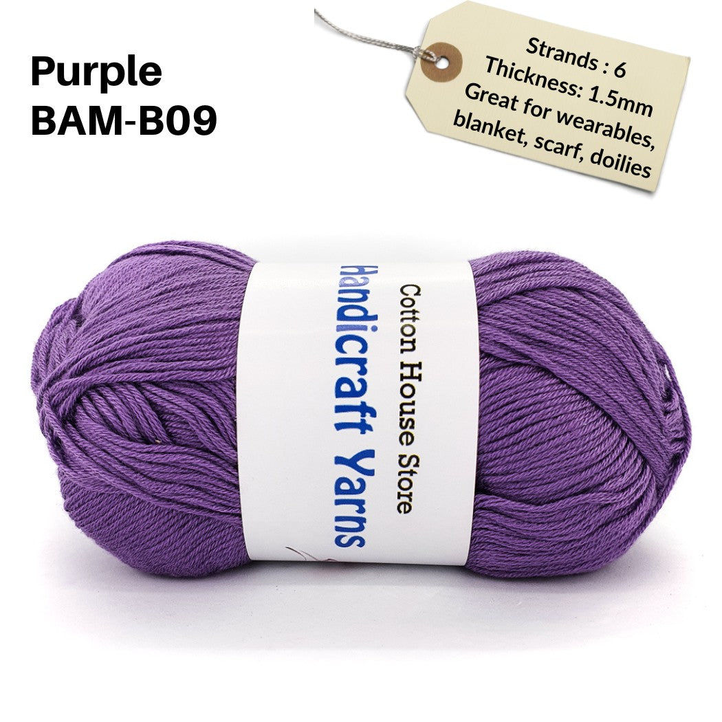 Bamboo 50g 40-50g 6 Strands 1.5mm Halus Nipis Benang Kait Yarn BAM