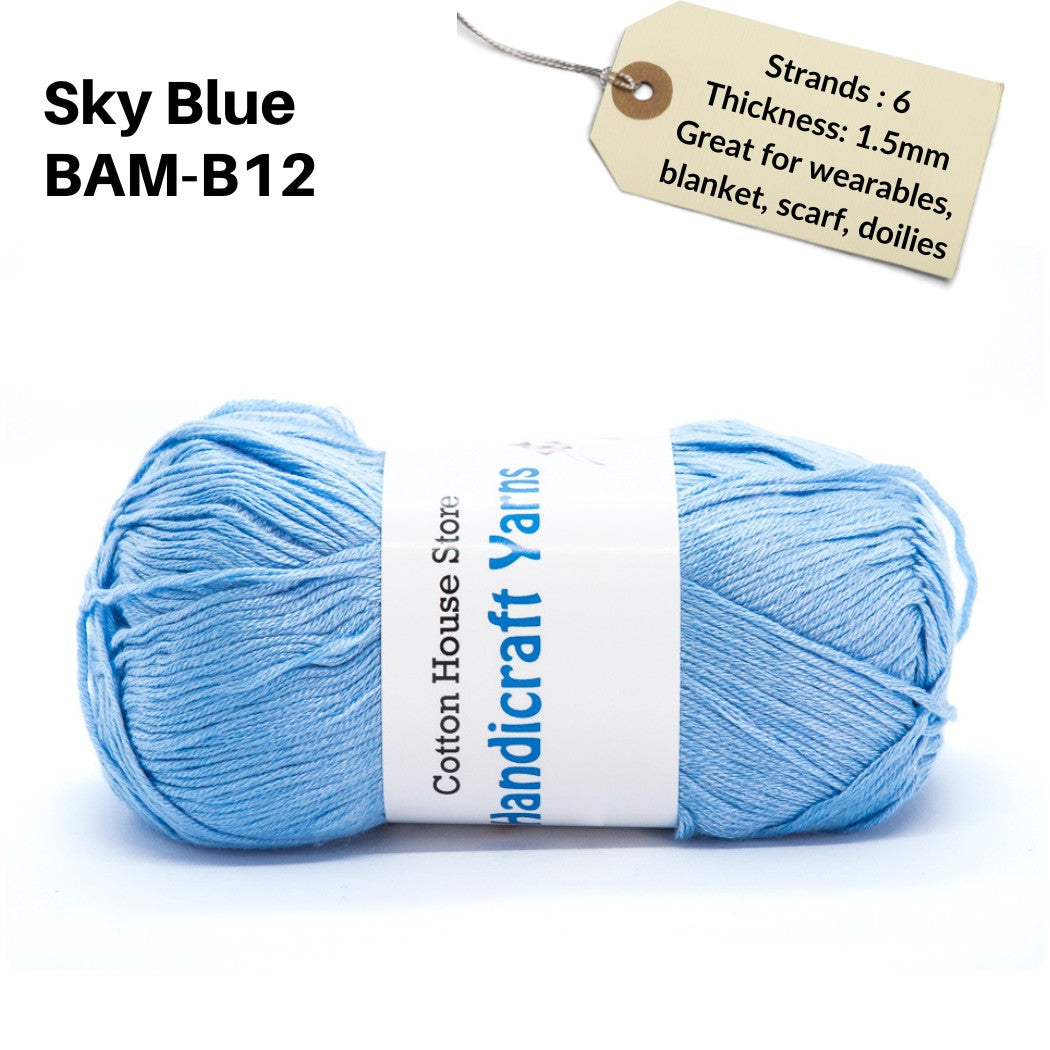 Bamboo 50g 40-50g 6 Strands 1.5mm Halus Nipis Benang Kait Yarn BAM