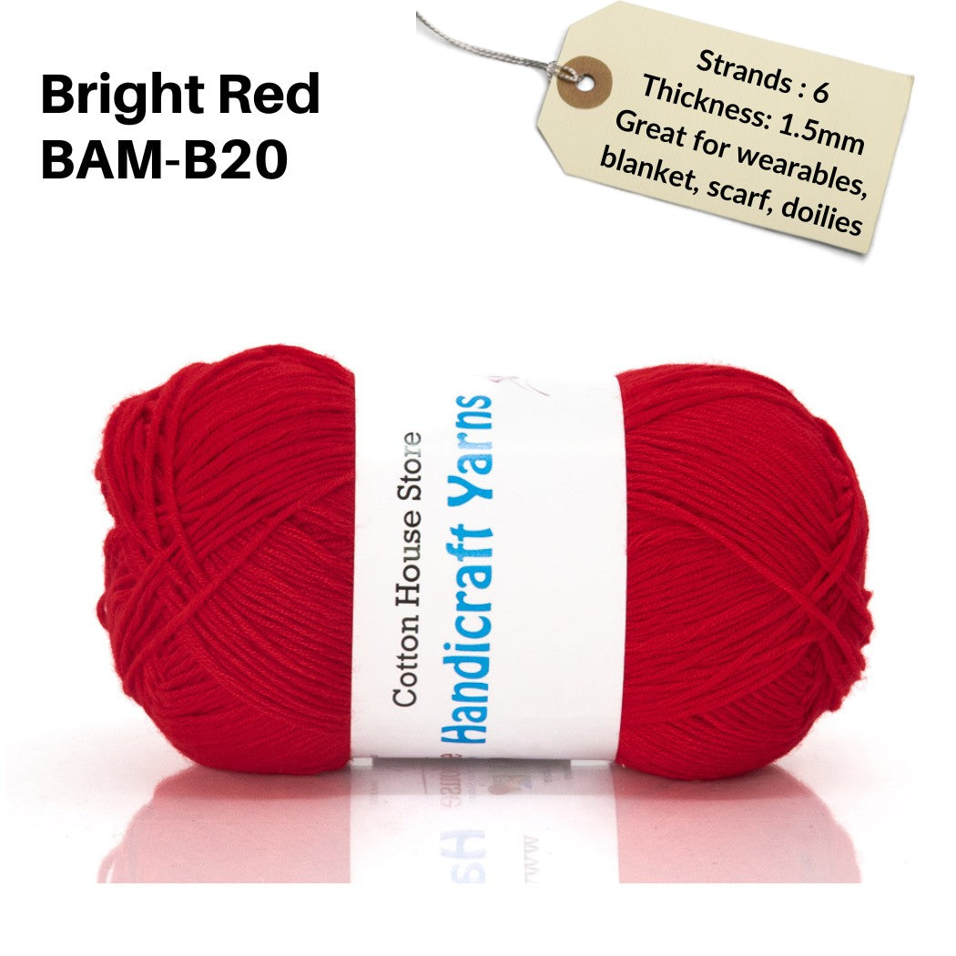 Bamboo 50g 40-50g 6 Strands 1.5mm Halus Nipis Benang Kait Yarn BAM