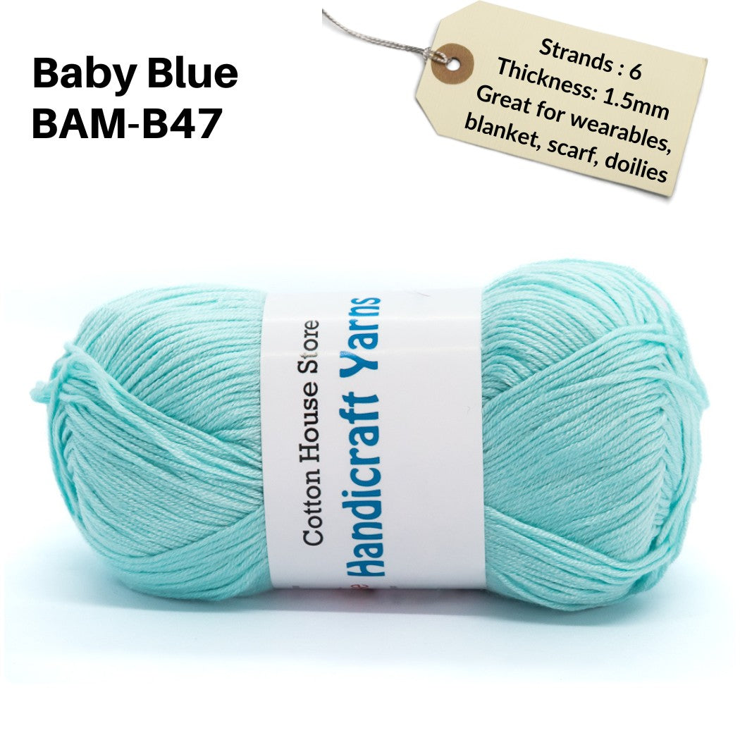 Bamboo 50g 40-50g 6 Strands 1.5mm Halus Nipis Benang Kait Yarn BAM