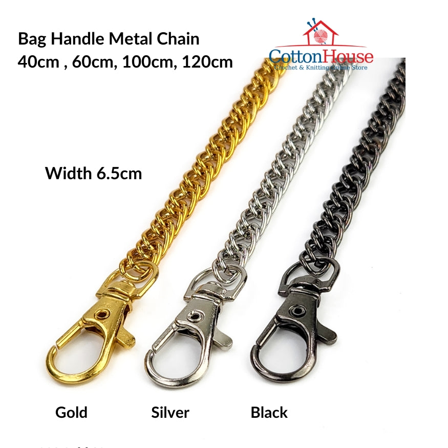 Purse Chain Handle Metal 40cm 60cm 100cm 120cm Gold Silver Black Tone DIY Bag Making Beg Rantai Besi