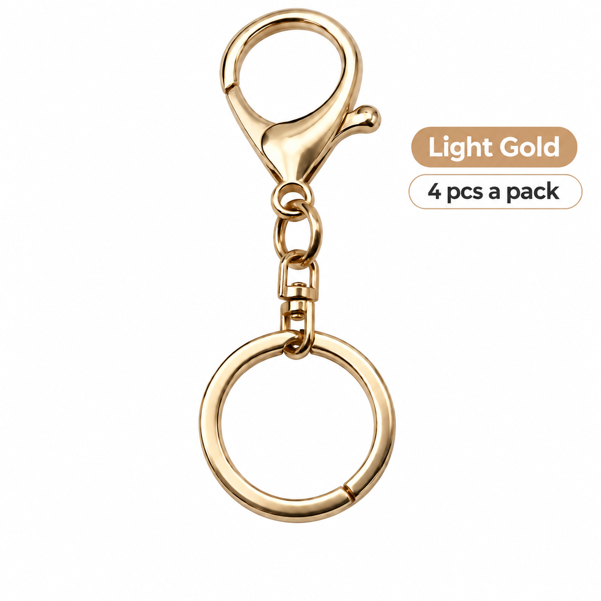 Keychain Lobster Clasp with Split Ring 30mm Silver Gold 4pcs Pack Bag Purse & Craft Making