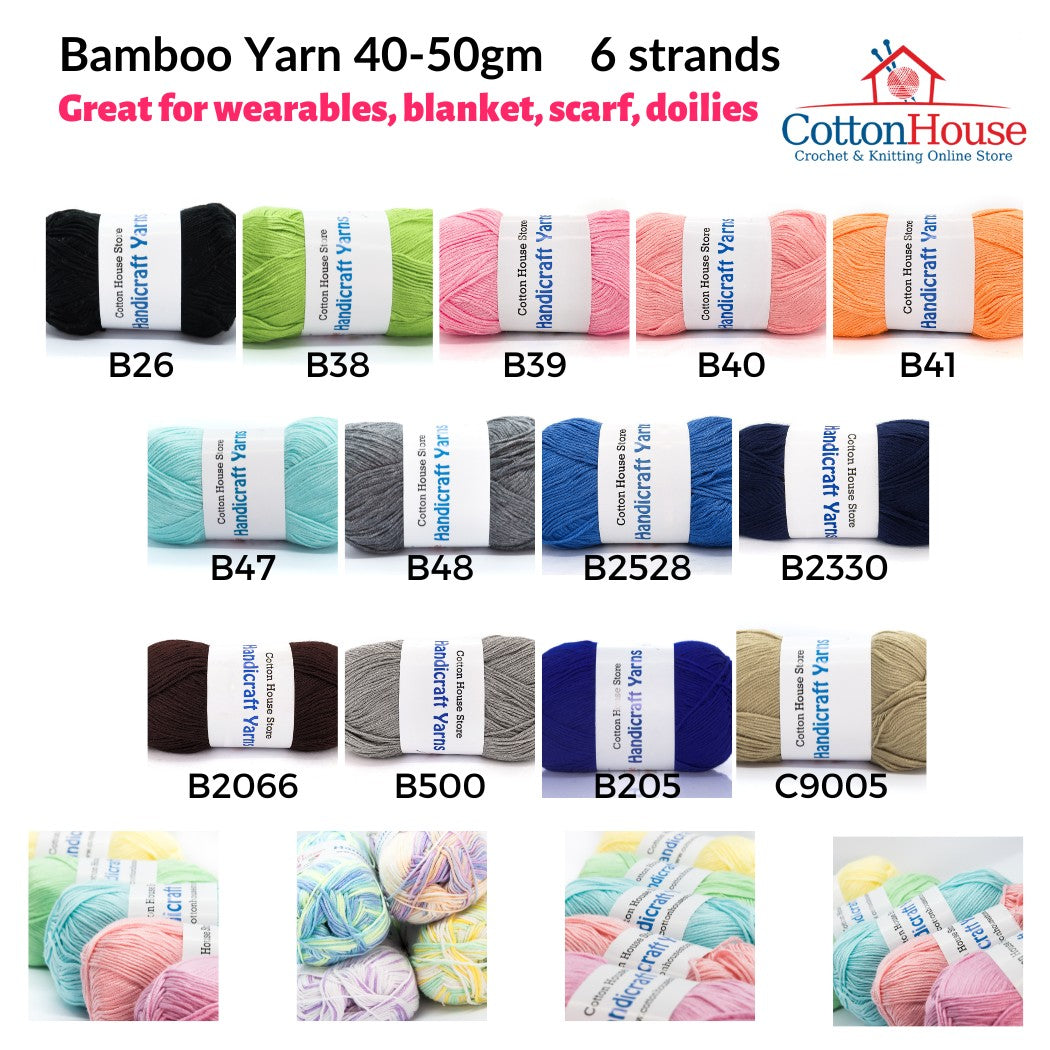 Bamboo 50g 40-50g 6 Strands 1.5mm Halus Nipis Benang Kait Yarn BAM