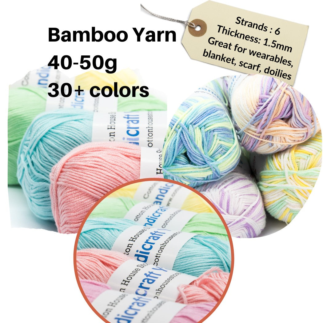 Bamboo 50g 40-50g 6 Strands 1.5mm Halus Nipis Benang Kait Yarn BAM
