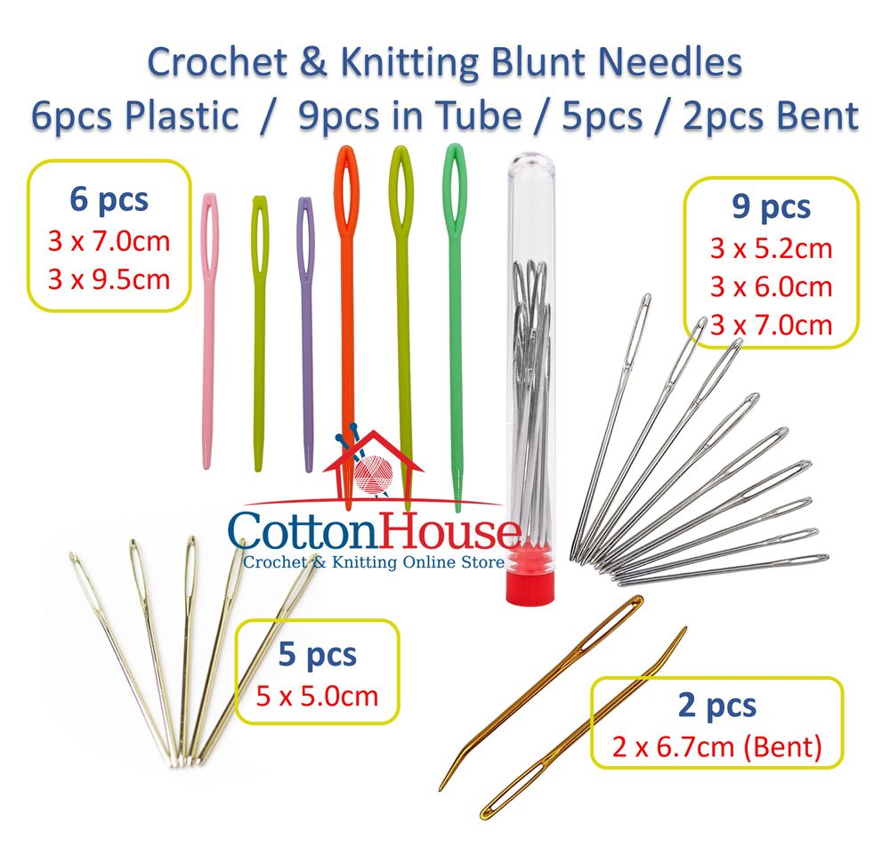 Blunt Needles Stainless Steel 9pcs Plastic Multicolor 6pcs Small Large Crochet Knitting