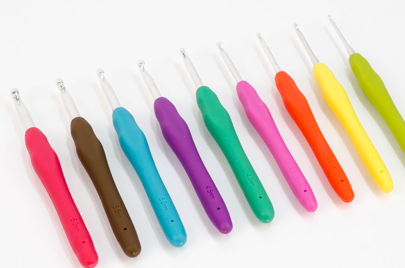 9 Pcs Colorful Crochet Hook w/Grip Set (2.0-6.0mm) CK-239 Jarum Kait