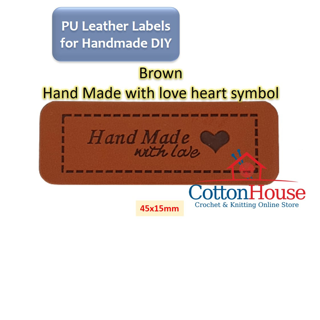 Labels PU Leather Handmade 55mm x 15mm (5pcs) Label Tag Brown Black DIY Bag Beg Craft