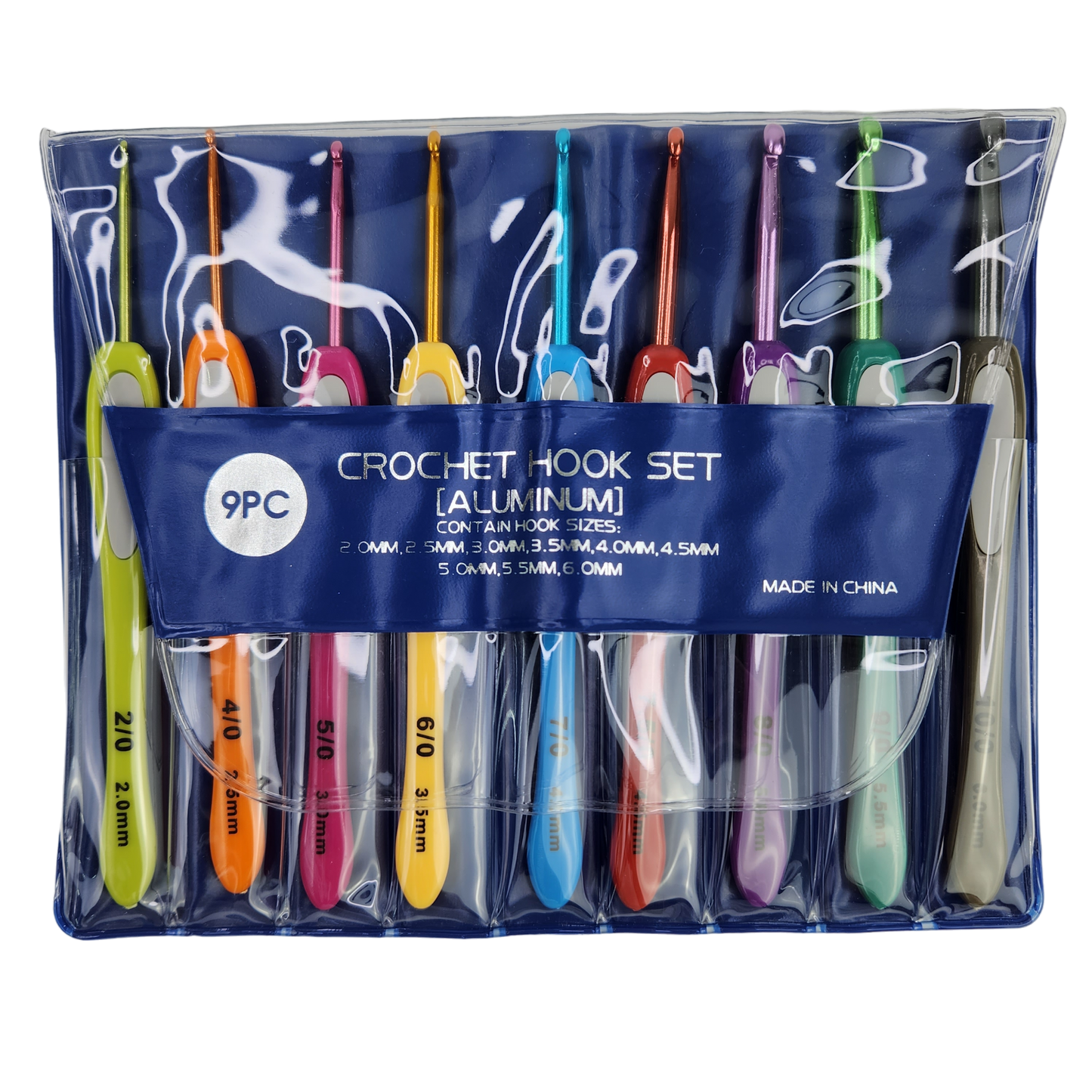 9 pcs Colorful Crochet Hook Set with Handle2.0-6.0mm Set (Clear Case) Jarum Kait