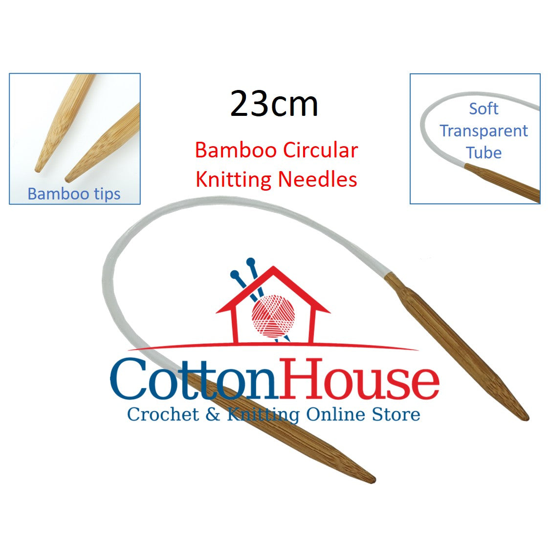 Bamboo CN 23cm 26cm Circular Knitting Needles Jarum Kait Single Size