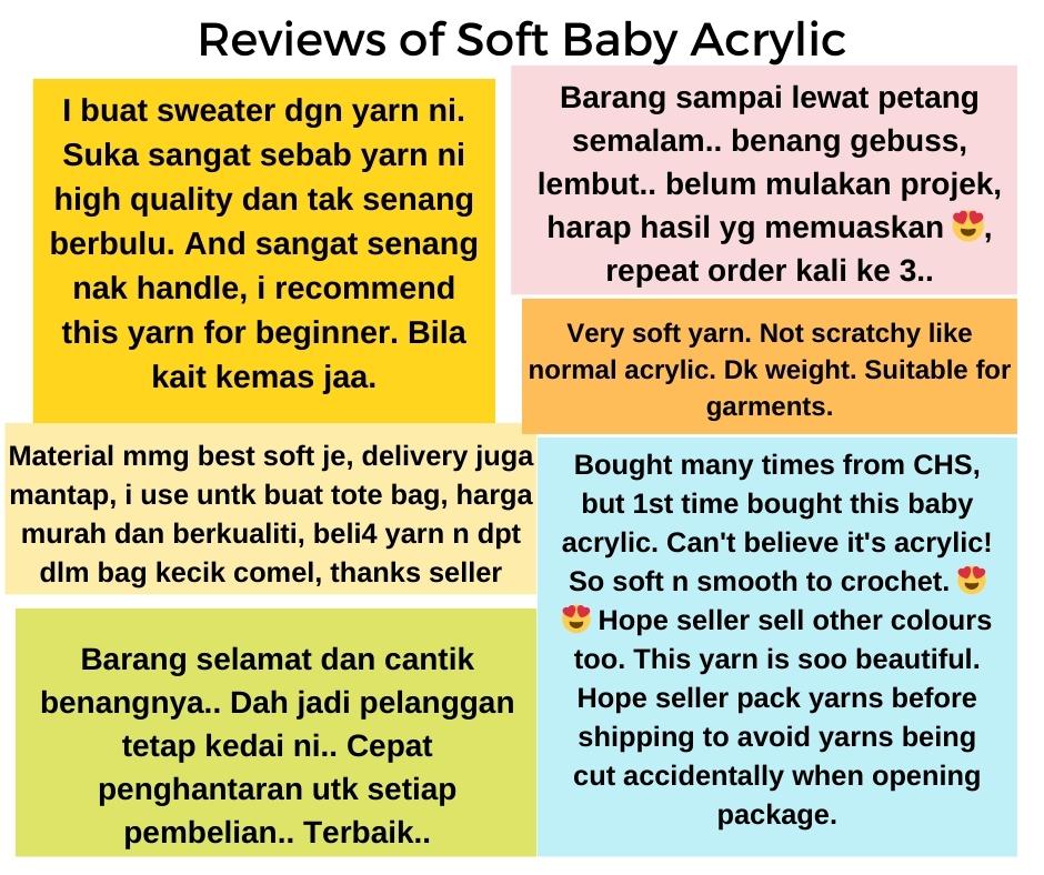 Soft Baby Acrylic 90-100g 2mm Benang Kait Yarn SBC