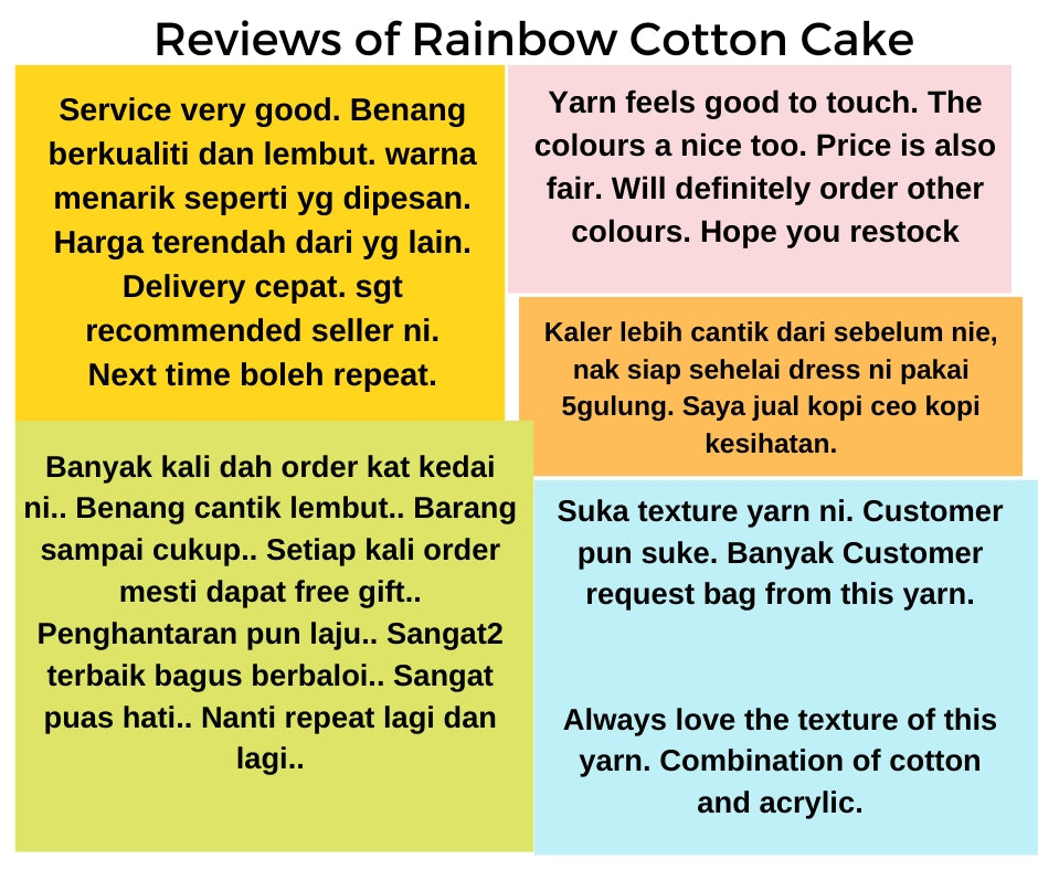 Rainbow Cotton Cake 100g 2mm 5ply Benang Kait Yarn CCK