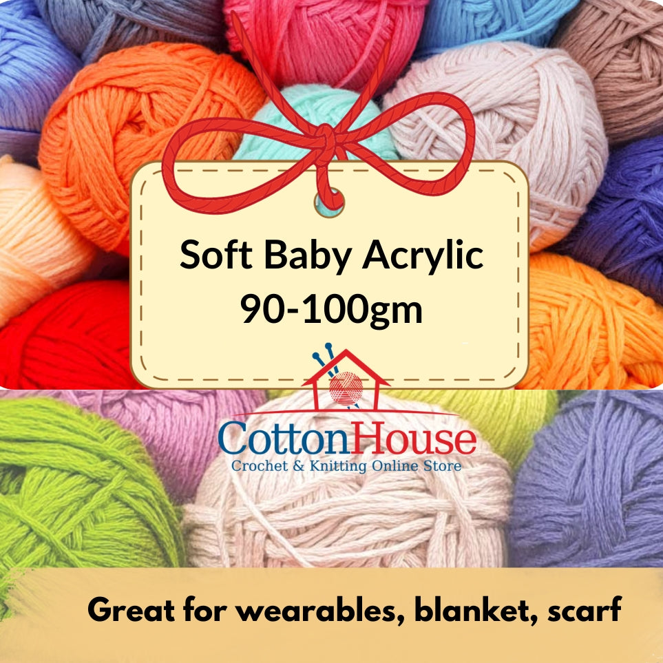 Soft Baby Acrylic 90-100g 2mm Benang Kait Yarn SBC