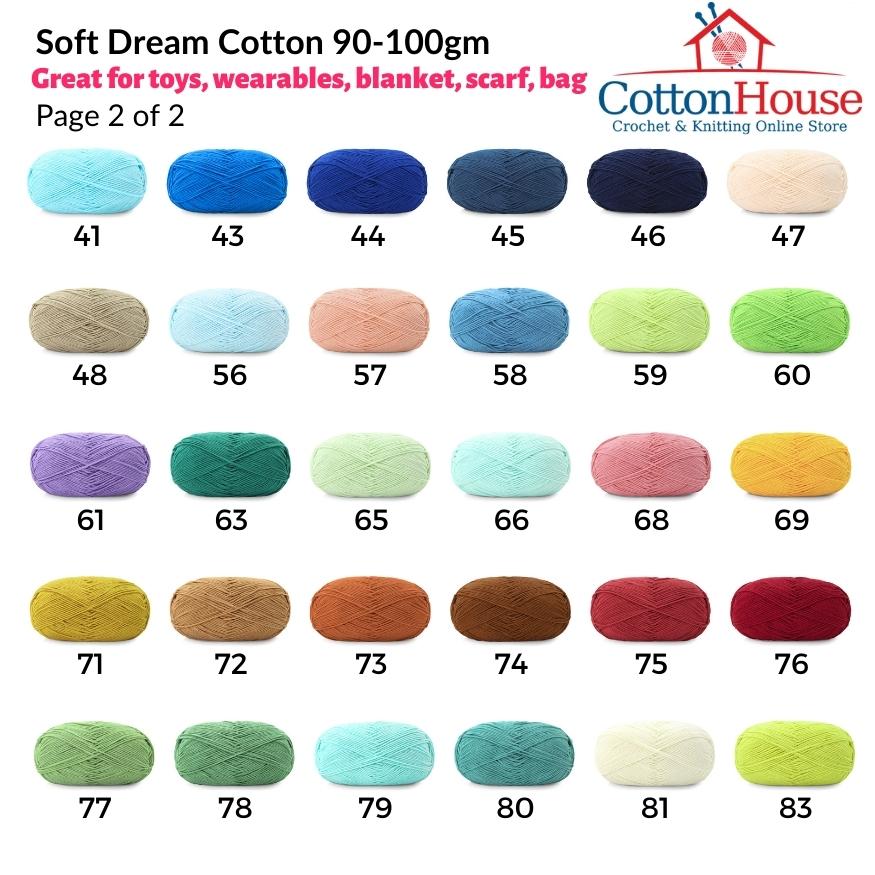 Soft Dream Cotton 100gm 2mm 5 ply Page02 Benang Kait Yarn SDC