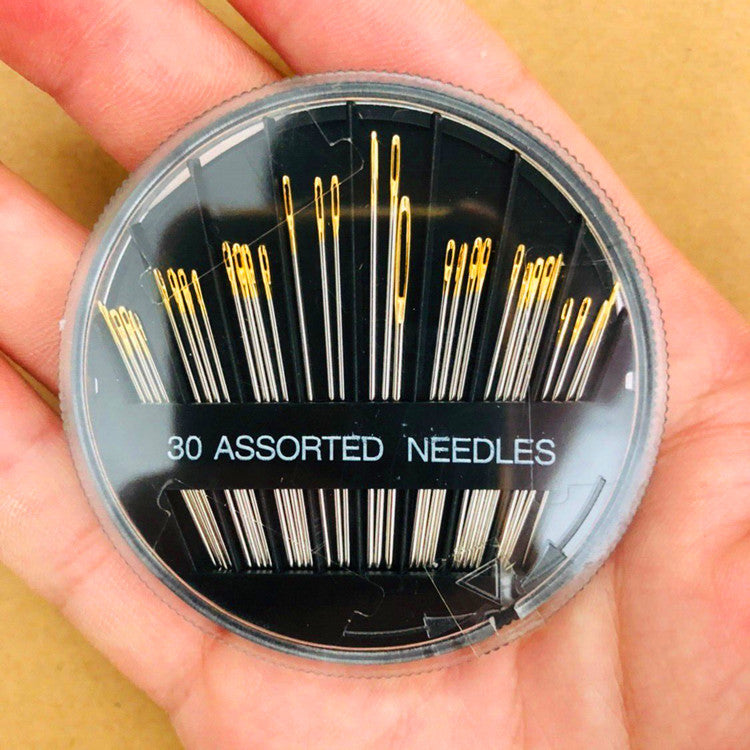 30pcs Sewing Needle in Pocket Dial Disc Package Assorted 16pcs Gold Eye DIY Jarum Jahit