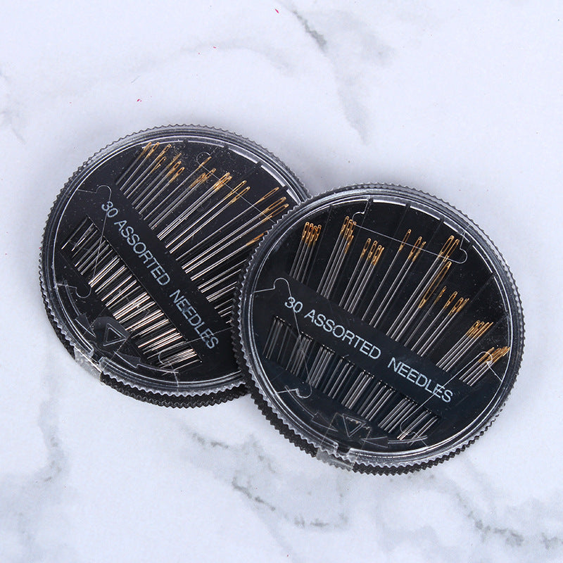 30pcs Sewing Needle in Pocket Dial Disc Package Assorted Gold Eye DIY Jarum Jahit