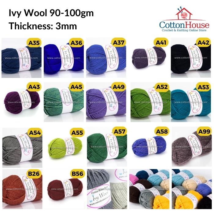 Ivy Wool 100g 3mm Benang Kait Yarn VW