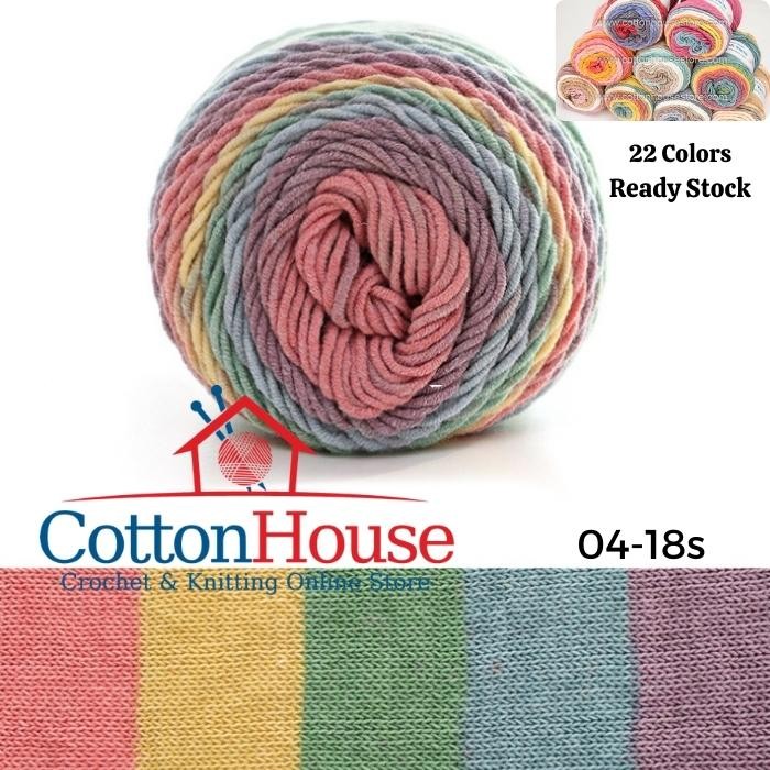 Rainbow Cotton Cake 100g 2mm 5ply Benang Kait Yarn Page1 CCK A01