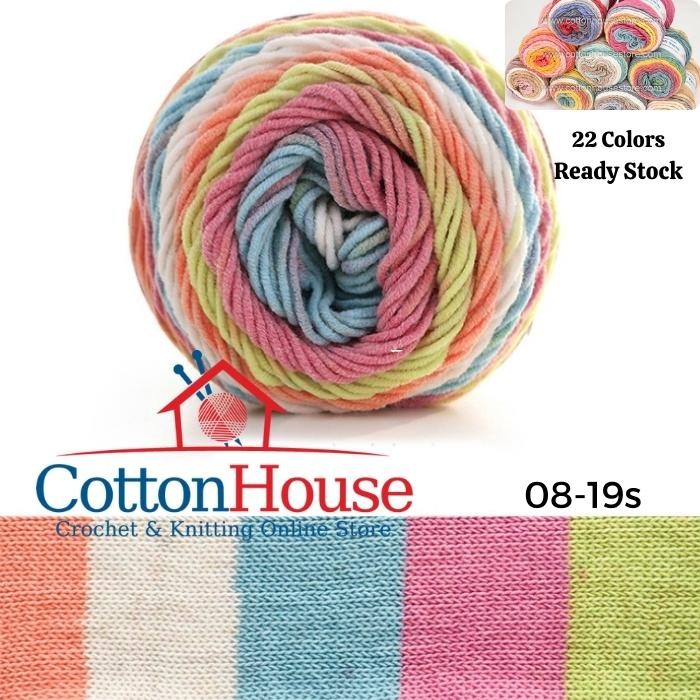 Rainbow Cotton Cake 100g 2mm 5ply Benang Kait Yarn Page1 CCK A01