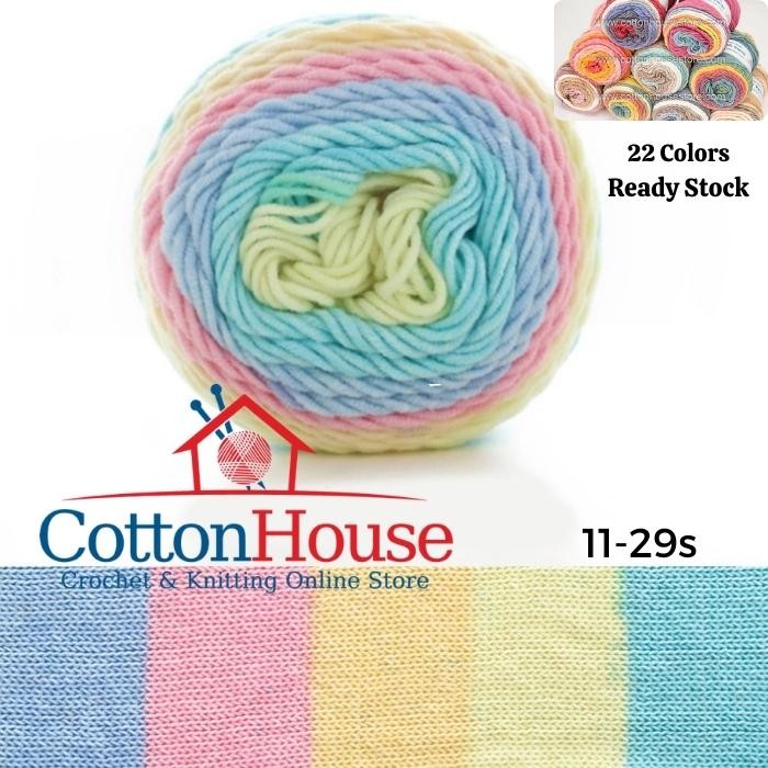 Rainbow Cotton Cake 100g 2mm 5ply Benang Kait Yarn Page1 CCK A01