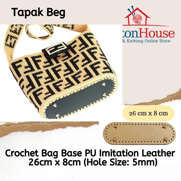 Crochet Bag Bottom with Straps with Holes PU Leather for DIY Making  Supplies