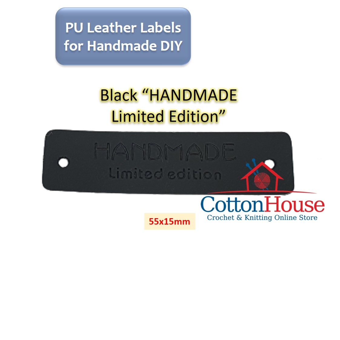 Labels PU Leather Handmade 55mm x 15mm (5pcs) Label Tag Brown Black DIY Bag Beg Craft