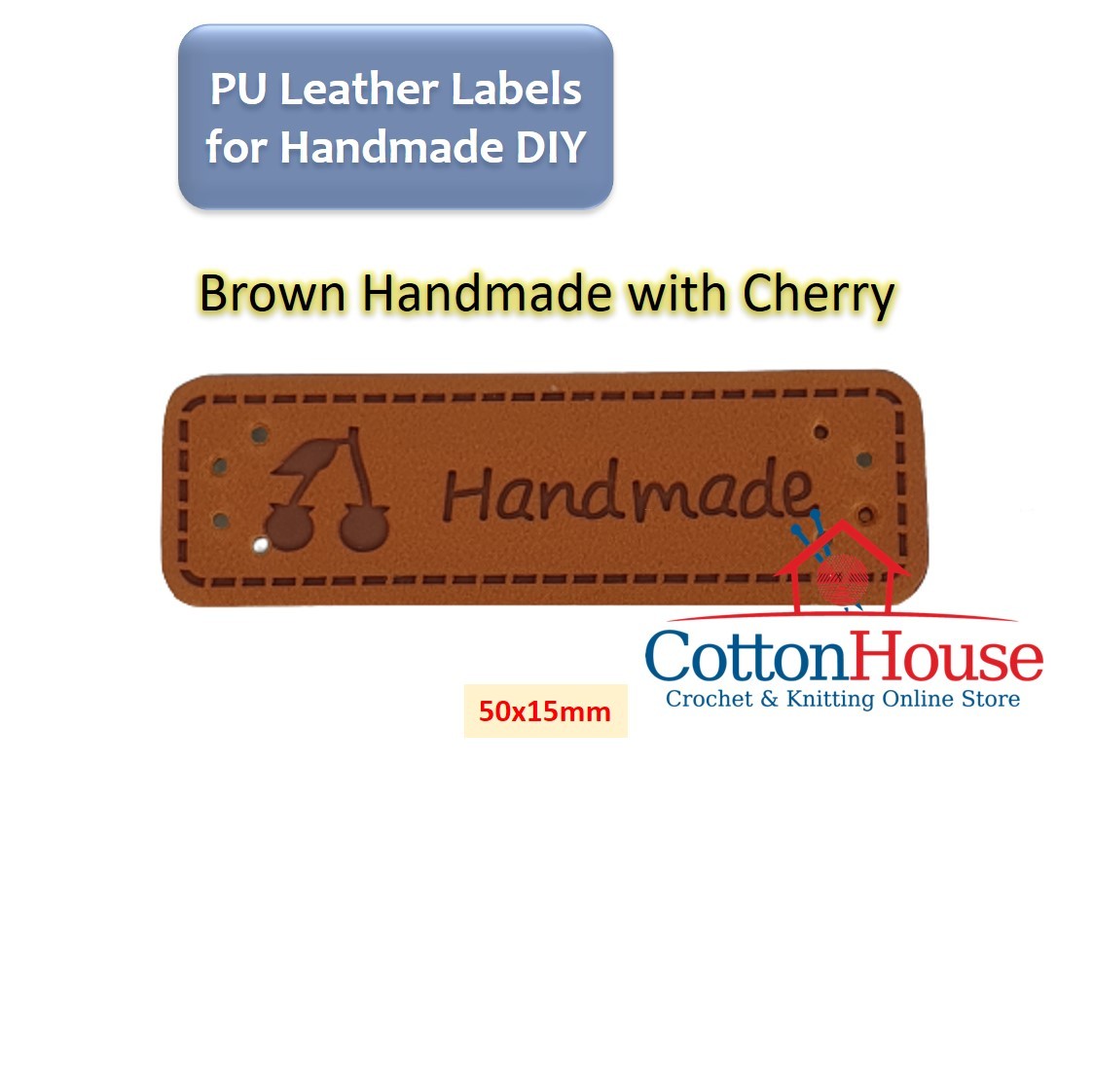 Labels PU Leather Handmade 55mm x 15mm (5pcs) Label Tag Brown Black DIY Bag Beg Craft