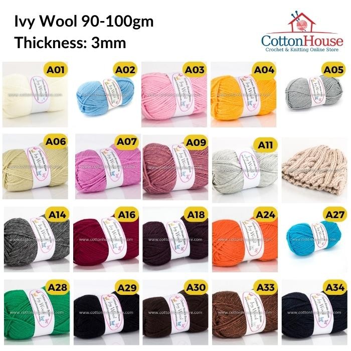 Ivy Wool 100g 3mm Benang Kait Yarn VW