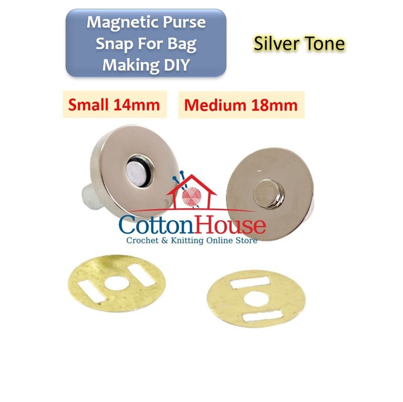 Magnetic Purse Snap Clasps Silver Tone 14mm Small 18mm Medium Set Magnet Bag Pouch DIY