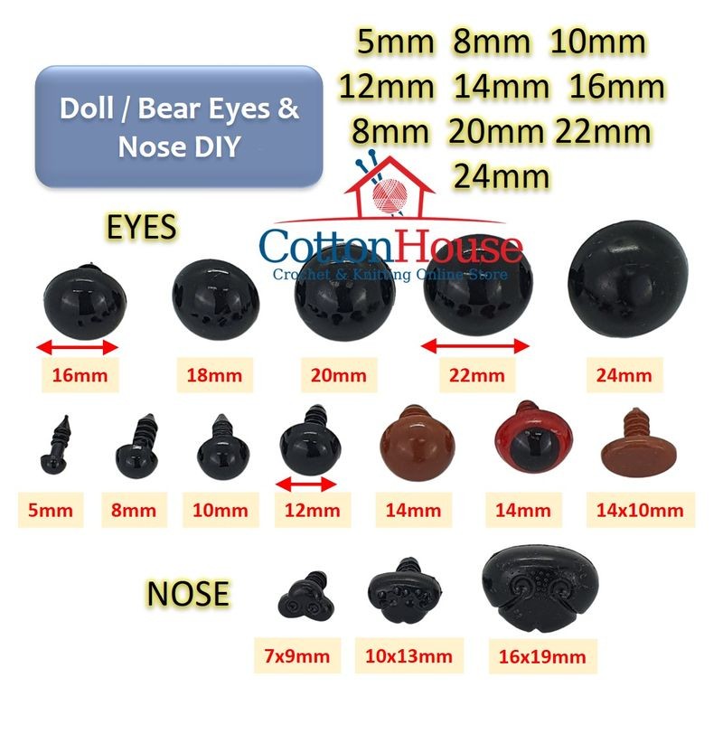 Toy Doll Craft Round Eyes Nose Multi Size Teddy Bear Nose Dolls DIY