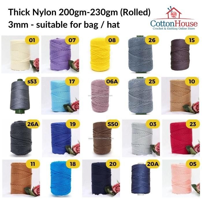 Thick Nylon 3mm Benang Tali Tebal PP 200-230gm Gulung Rolled Kait Page01 TNY
