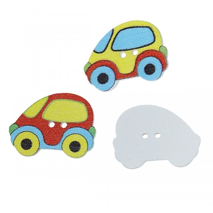 Wood Cars Design 2 Buttons 10pcs BUT-086 Butang (Clearance)