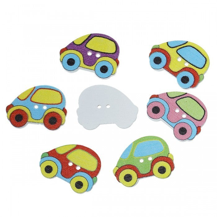 Wood Cars Design 2 Buttons 10pcs BUT-086 Butang (Clearance)