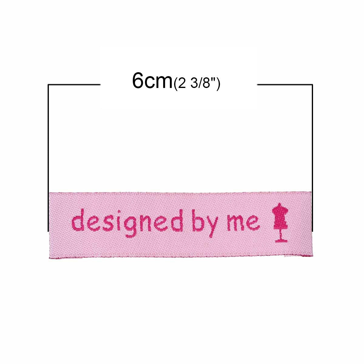 Labels Pink "designed by me" 60mm x 15mm