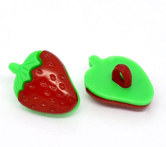 Red Strawberry Shank Buttons 10pcs BUT-003 Butang (Clearance)