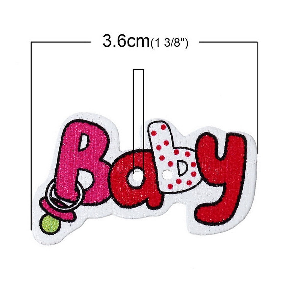 Wood Baby Words Buttons 5pcs BUT-084 Butang (Clearance)