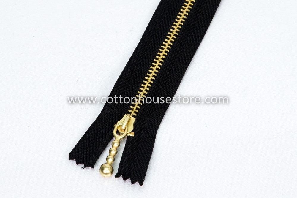 Zipper 9" Gold Teeth Black