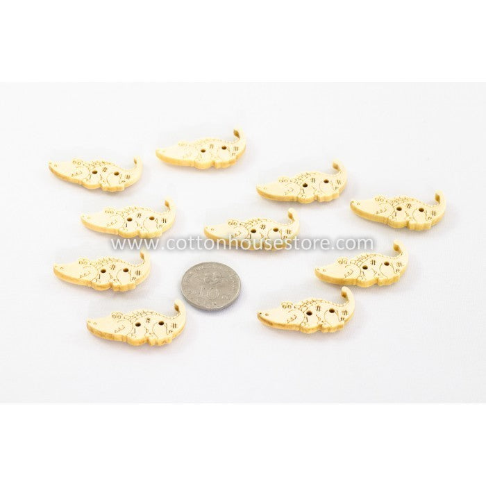 Crocodile 2 Holes Wood Button 32x17mm (10pcs) BUT-038 Butang (Clearance)