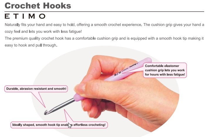 Tulip Etimo Crochet Hook Set 2.0mm-6.0mm Grey (Royal Silver Scissors) 8 pcs Original Japan