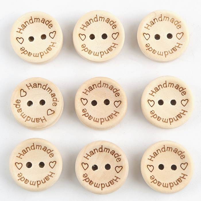 'Handmade' Wood Buttons 25mm 10pcs 15mm 20pcs Butang Kayu