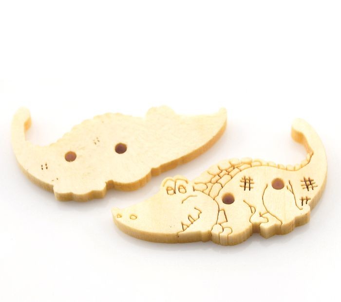 Crocodile 2 Holes Wood Button 32x17mm (10pcs) BUT-038 Butang (Clearance)