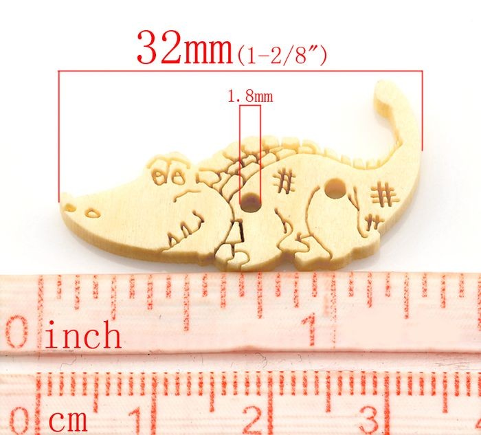 Crocodile 2 Holes Wood Button 32x17mm (10pcs) BUT-038 Butang (Clearance)