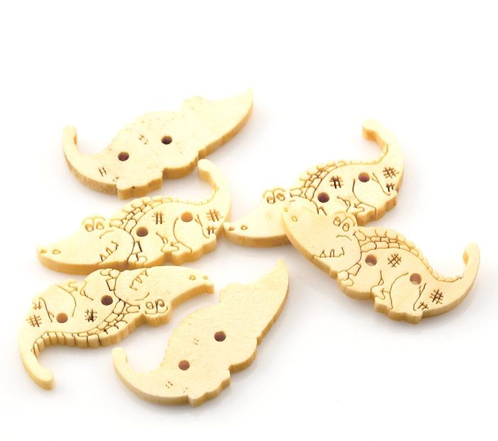 Crocodile 2 Holes Wood Button 32x17mm (10pcs) BUT-038 Butang (Clearance)