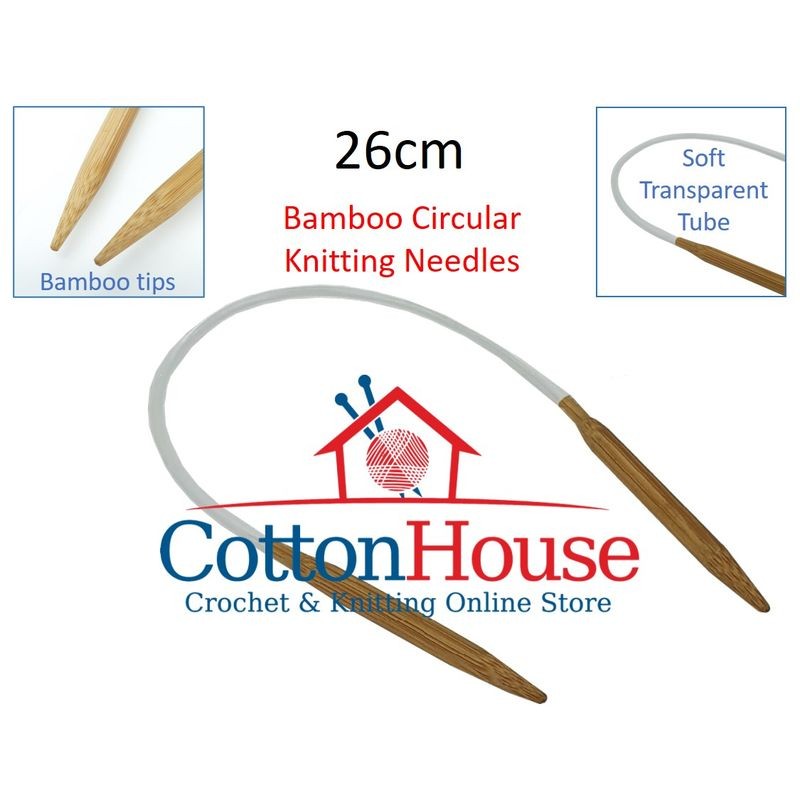 Bamboo CN 26cm Circular Knitting Needles Jarum Kait Single Size