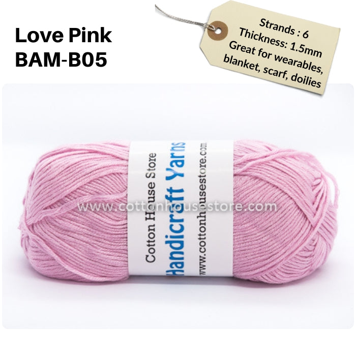 Bamboo 50g 40-50g 6 Strands 1.5mm Benang Kait Yarn BAM